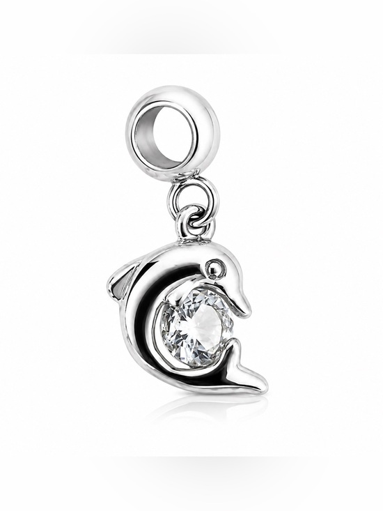Jewelry - Dolphin Rhinestone Silver Charm Pandora Compatible